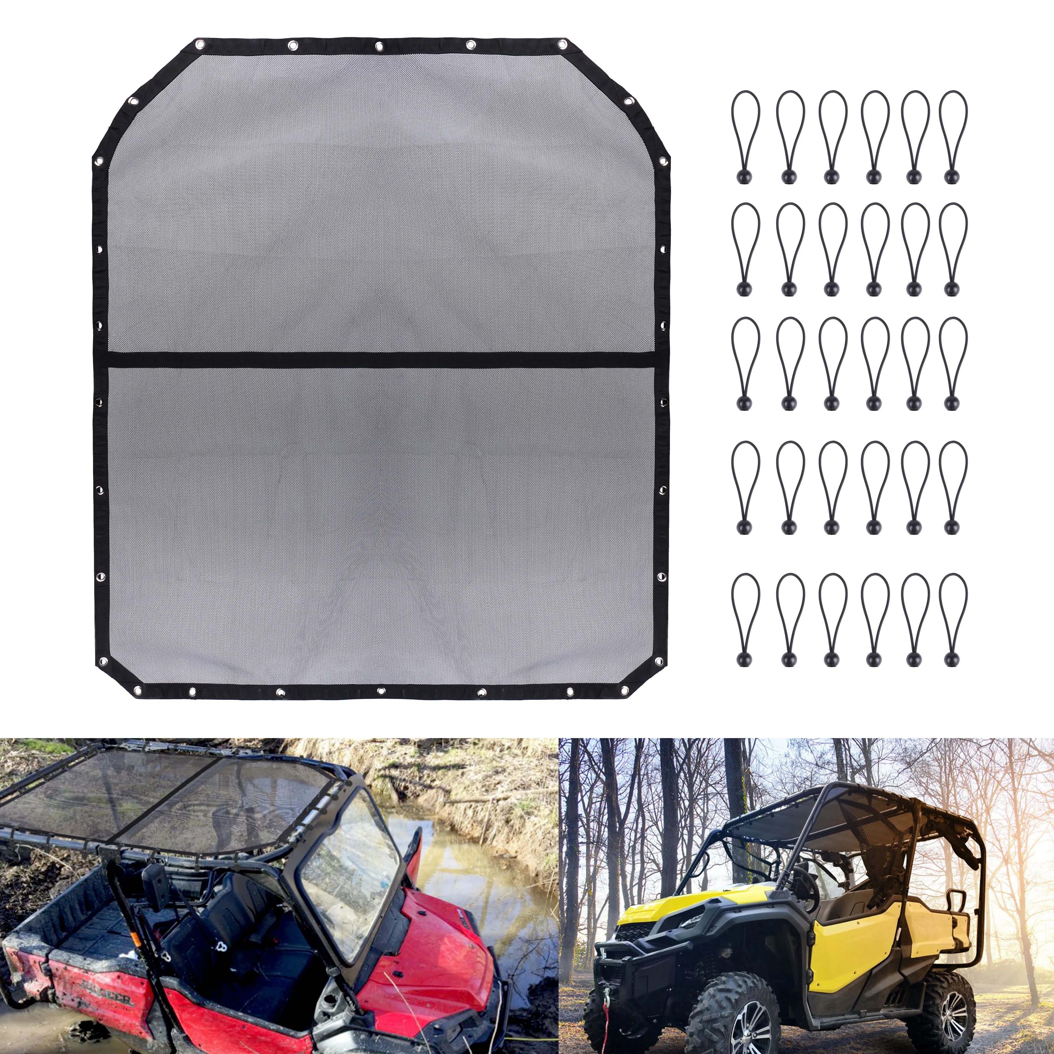 

Roof Duty Top Heavy Mesh Sun Shade Cover Heat Shield Kit Blocks UV Wind Noise for Honda Pioneer 1000-5/1000 Series Accessories