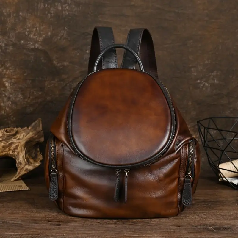 New Leather Texture High Quality Soft Leather Casual Travel Bag Fashion Backpack Head Layer Cowhide Bag Women Sac Poplene Femme