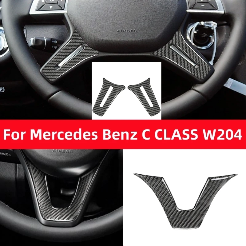 

For Mercedes Benz W204 C Class 2007-13 Steering Wheel Decoration Trim Cover Decal Car Interior Accessories Carbon Fiber Stickers