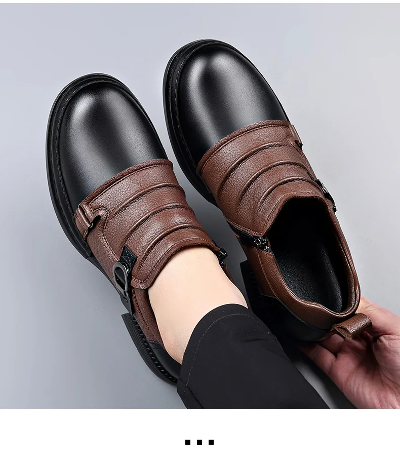 Spring Autumn New Retro Ankle Boots for Men Zipper Designer Genuine Leather Boots Male Fashion High Quality Platform Shoes Man