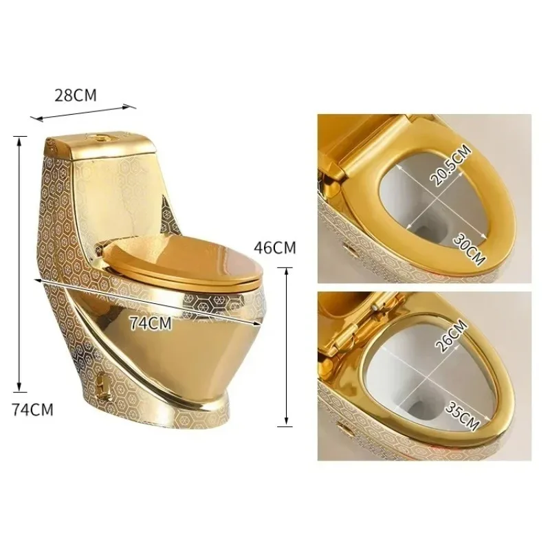 Gold Electroplated Floor Mounted Toilet with Cyclone Flushing Automatic Features Elongated Bowl Dual-Flush Design