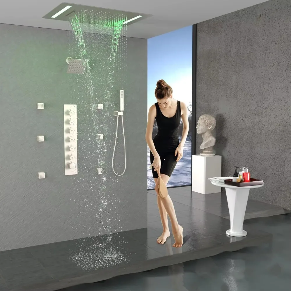 Luxury Ceiling Showerhead Thermostatic Bathroom Shower System Set