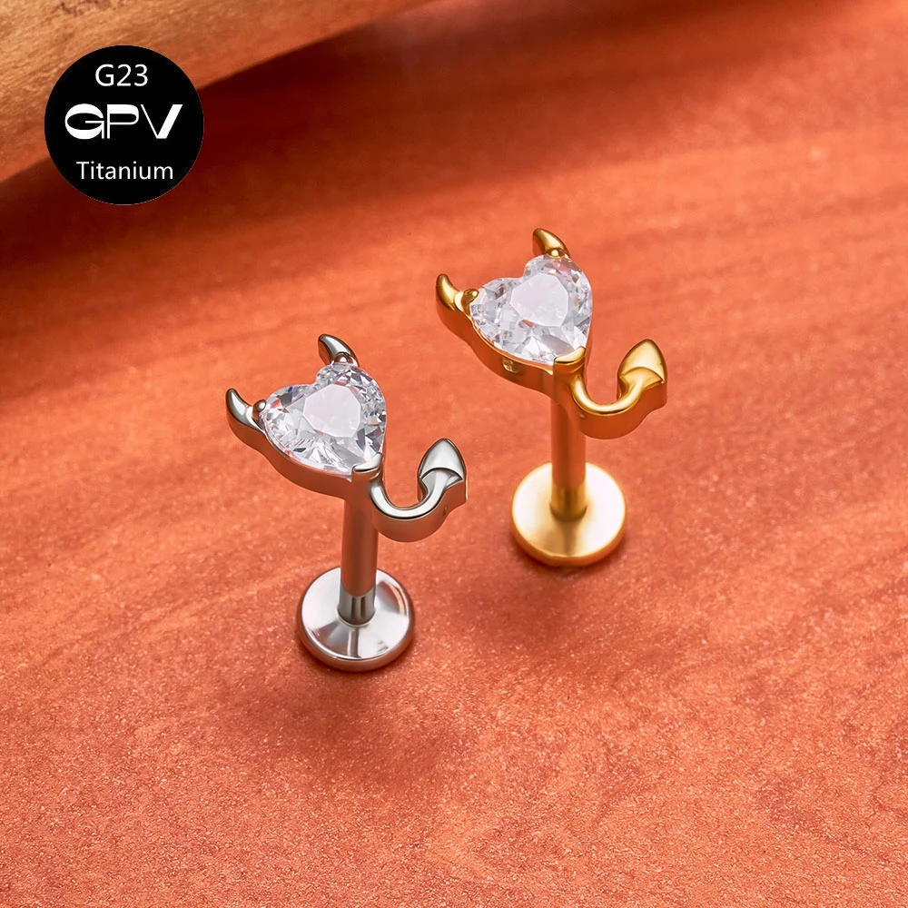 ASTM G23 Titanium Ear Studs Iron Tower Demon Square Zircon Light Luxury Ear Cartilage Stud Pierced Jewelry for Men and Women