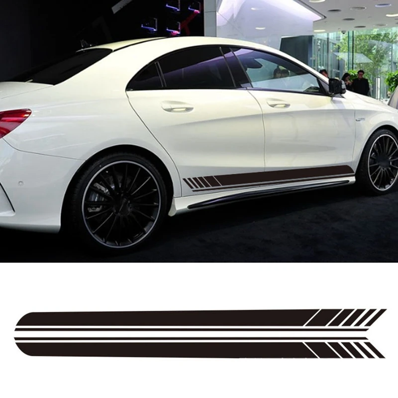 Vinyl Body Decals Sports Racing Long Amg Universal DIY Styling Car Stickers Stripe For 4PCS 220X14cm