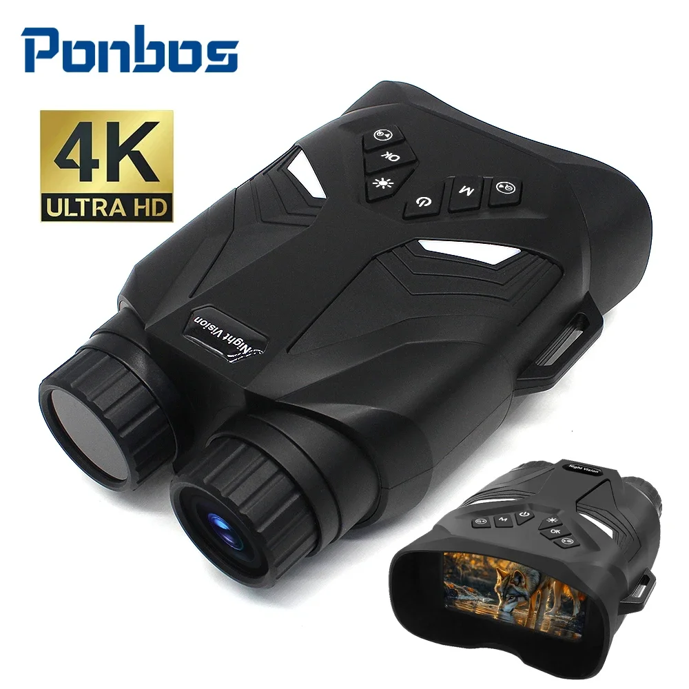 Ponbos DT79 4K UHD Tactical Binocular Telescope 48MP 8X Digital Zoom 300M Infrared Binoculars Night Vision for Hunting Camping