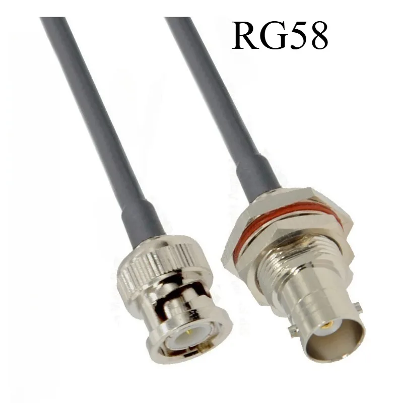BNC Female Bulkhead to BNC Male Right Angle Cable RG58 50 Ohm Coaxial Pigtail for CCTV Camera Extension