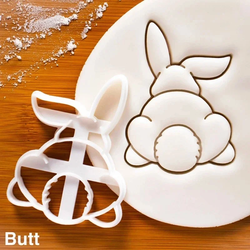 1-3PCS Easter Cookie Cutter Rabbit Mold Stamp Kids Easter Party Bunny Embosser Biscuit Mold Baking Easter Decorations Supplies