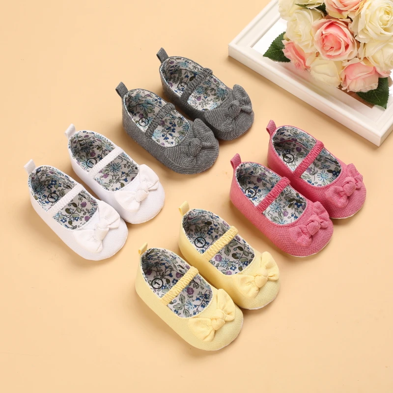 

Sweet Girl Bow Princess Flat Shoes Soft and Comfortable Cloth Bottom Newborn Baby Bed Dress Shoes 0-18M
