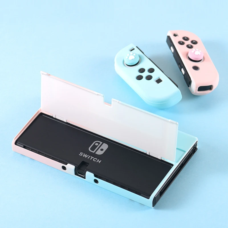 Nintend Switch Oled Shell Black White Cow Grain Protective Case PC TPU Joy-con Gamepad Housing Case For Nintendo Switch Oled