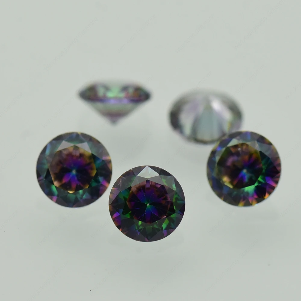 Size 1.0~10mm Plating Mix Color Multicolor Cubic Zirconia Round Cut Loose CZ Stone Synthetic Gems Wholesale High Quality