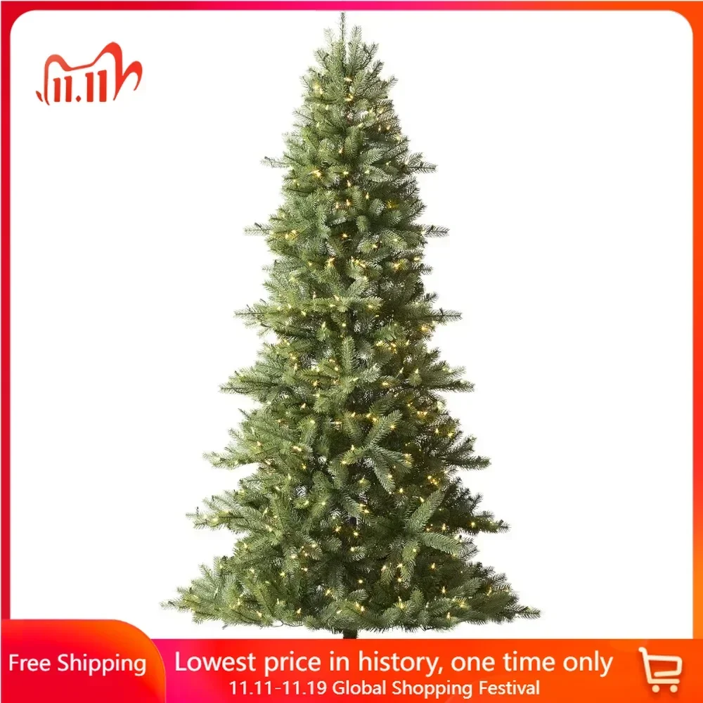 9ft Pre-Lit Mountain Spruce Artificial Christmas Tree, with LED Candlelight Clear Lights ,Christmas Trees