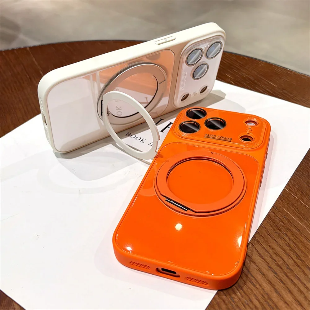 360° Rotating Holder Magnetic Phone  Case for iPhone 17 16 15 Pro Max 14 13 12 11 For Magsafe Lens Protection Glossy Cover - view 5