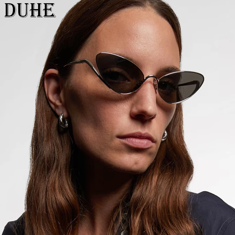 

Высококачественные дизайнерские солнцезащитные очки «кошачий глаз», металлические модные индивидуальные солнцезащитные очки, женские универсальные солнцезащитные очки для уличной фотографии DUHE