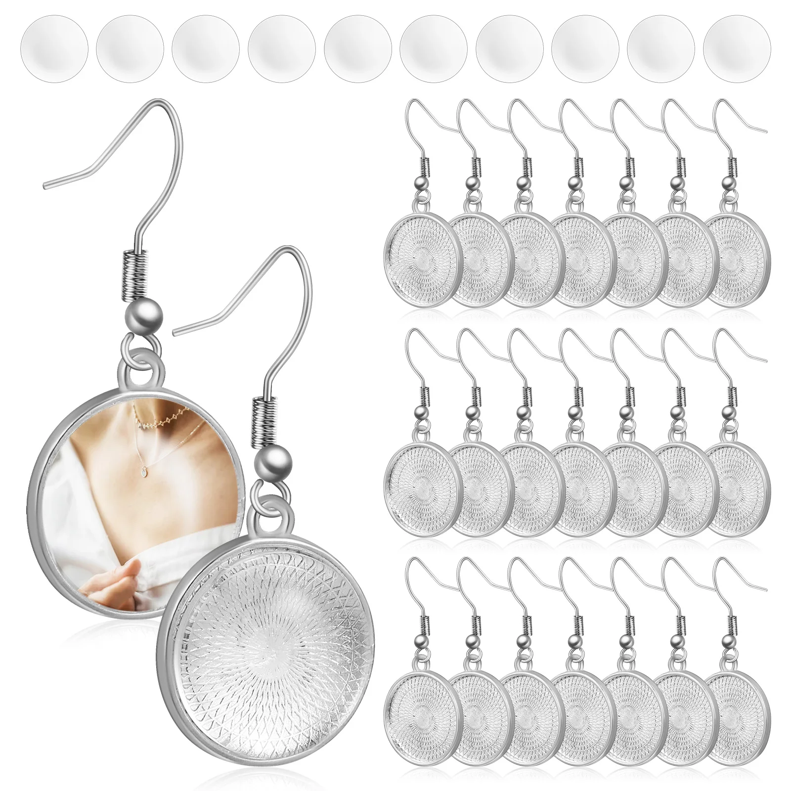 

20 Pairs Blank Earrings For Jewelry Making Diy Sublimation Wire Hook Earring Blanks Sets Resin Engraving Women