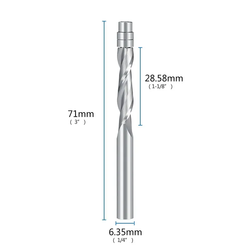 XCAN Milling Cutter 2 Flute Up Cut Flush Trim Router Bit with Bearing Guided 1/4\