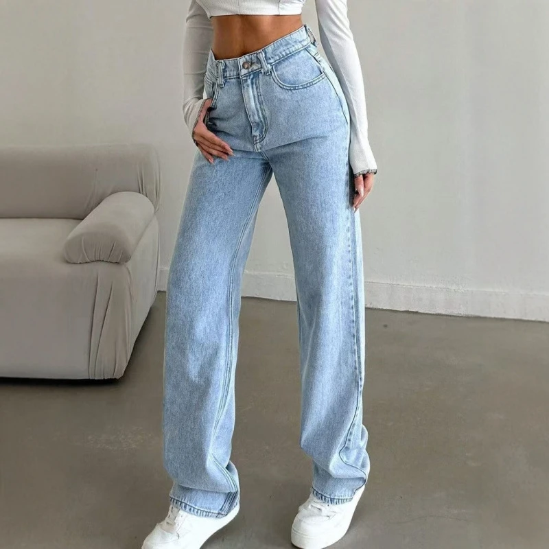 Sweet And Spicy Style High Waist Straight Leg Jeans Women's Casual Loose Long Trousers Spring Autumn New Arrival