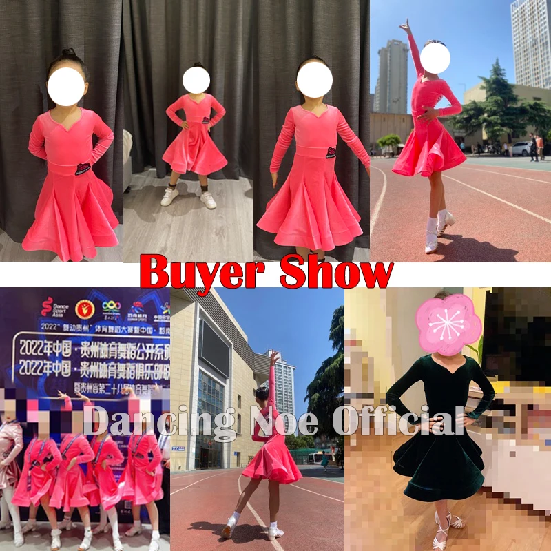 2022 New Latin Dance Costumes For Girls Long Sleeved Velvet Suit Latin Practice Clothes Chacha Rumba Tango Latin Dress DN14210