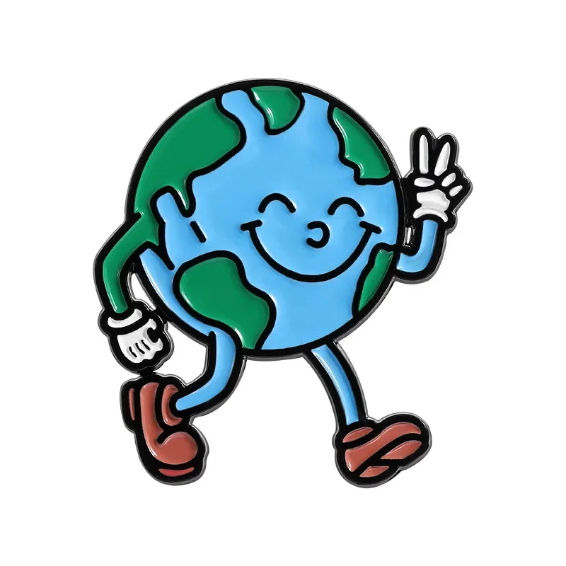 Pin Cute Cartoon Sun Moon Earth Shaped Alloy Brooch for Protecting Earth Series Badges Accessories Enamel Pins Brooch on Clothes