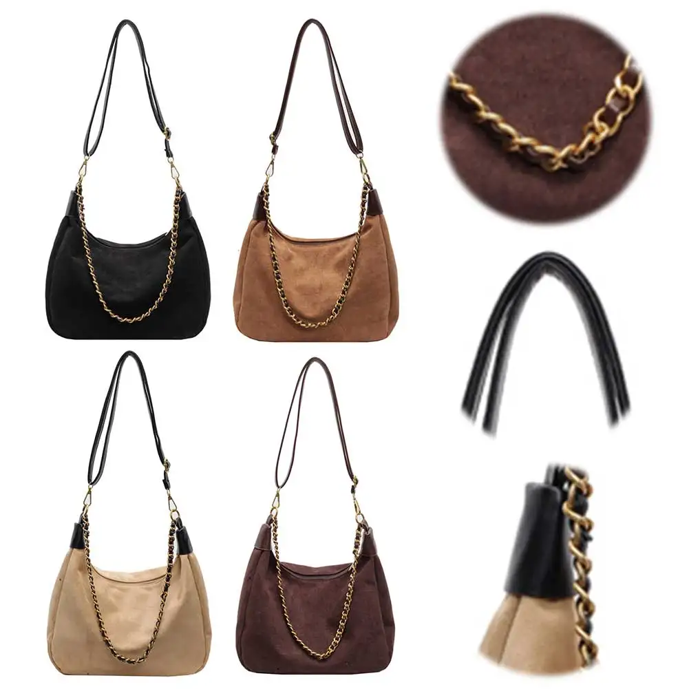 

Women Suede Crossbody Bag Adjustable Strap Underarm Bag with Inner Pocket Trendy Handbag Work Travel Bag