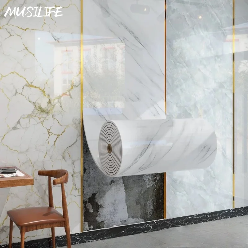 

Imitation Marble Stone Self-Adhesive Wallpaper for Kitchen Bathroom Home Decor Waterproof Oil Proof Film Wall Sticker for Tile