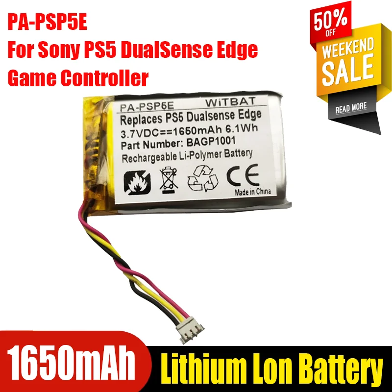 BAGP1001 Batteries 3.7V 1650mAh PA-PSP5E Compatible Li-Ion Battery for Sony PS5 DualSense Edge Game Controller