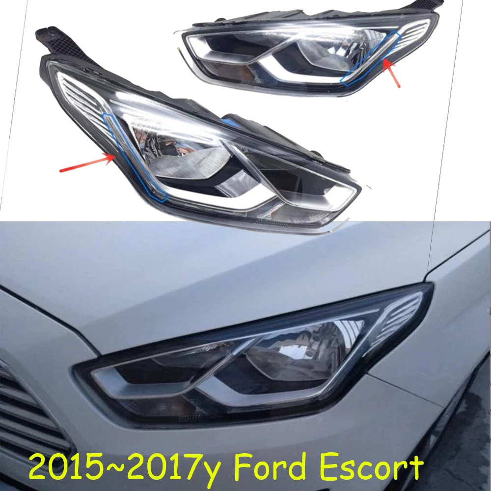 1pcs car bumper headlamp for Escort headlight 2015~2017y car accessories head lamp for Ford Escort fog light