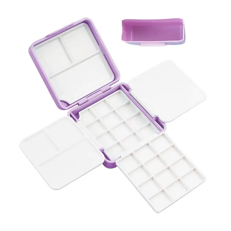 Small Watercolor Palette Watercolor Painting Box With Palette Portable Paint Storage Moisturizing Palette Box 24 Grids For