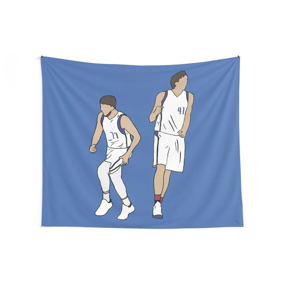 Luka Doncic And Dirk Nowitzki Tapestry Things To Decorate The Room Art Mural Bedroom Decorations Tapestry