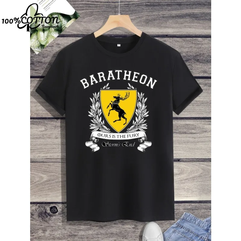 

Классические новые стильные футболки с рисунком Lannister Harajuku для отдыха, мужской топ из 100% хлопка, летняя модная уличная одежда с коротким рукавом, S-5XL