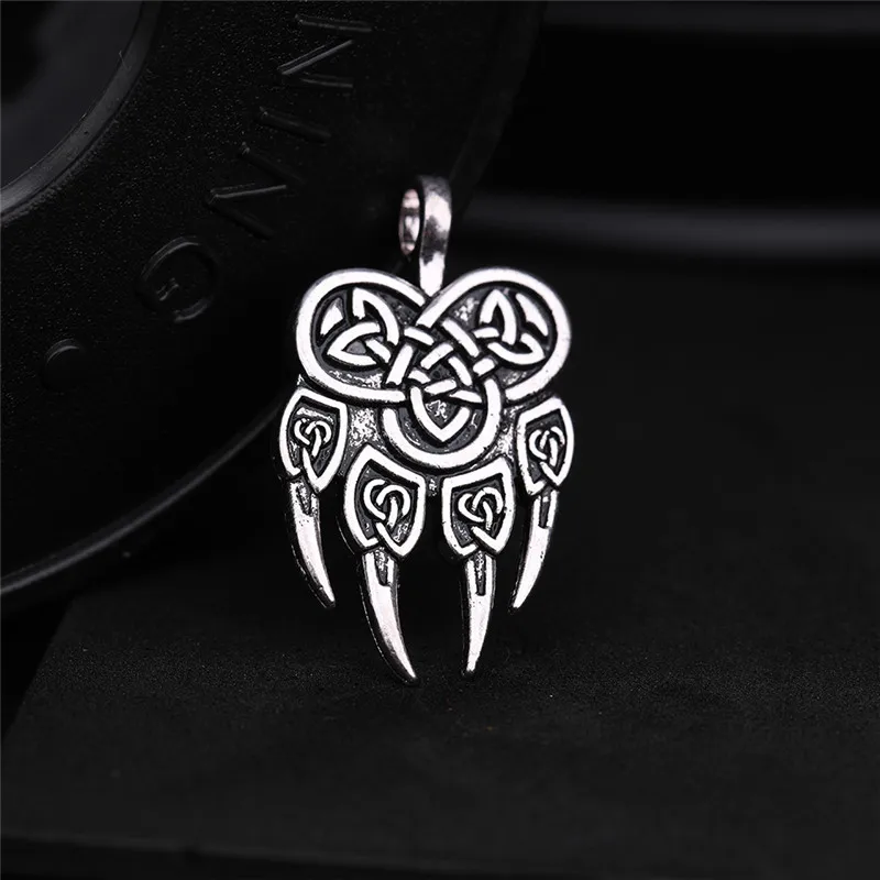 Slavic‑Veles‑God‑Symbol Bear‑Paw‑Shape Stainless‑Steel Charm‑Pendant,Warding Talisman‑Amulet Spiritual Jewelry,DIY‑Ready for Bracelet Necklaces Craft Supply