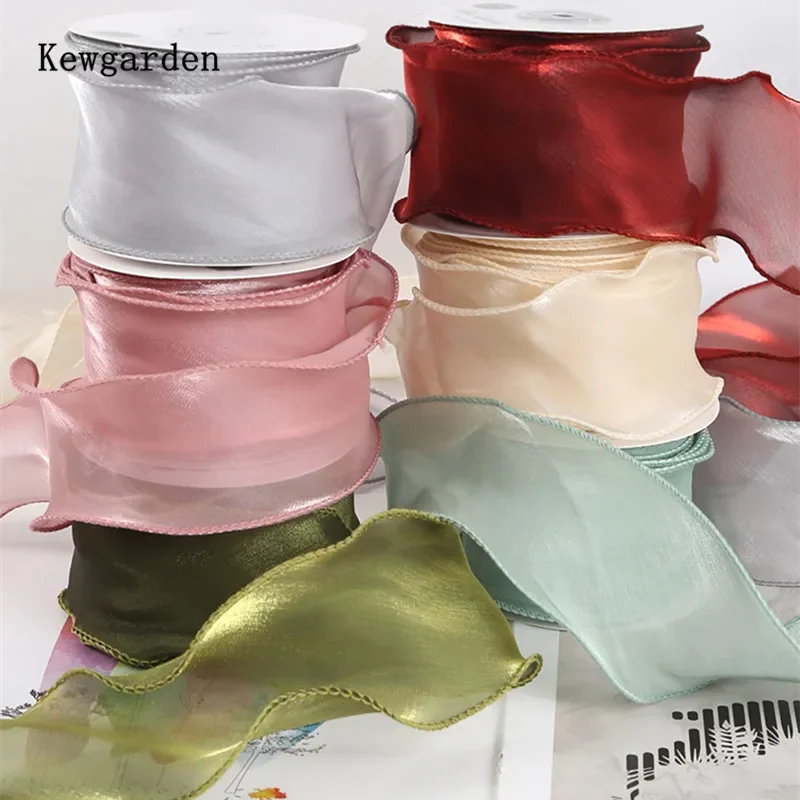 Kewgarden 6cm Voile Ribbon with Bows for DIY Hair Accessories Flower Arrangement Gift Wrapping Cake Decoration Handmade 11 Yards