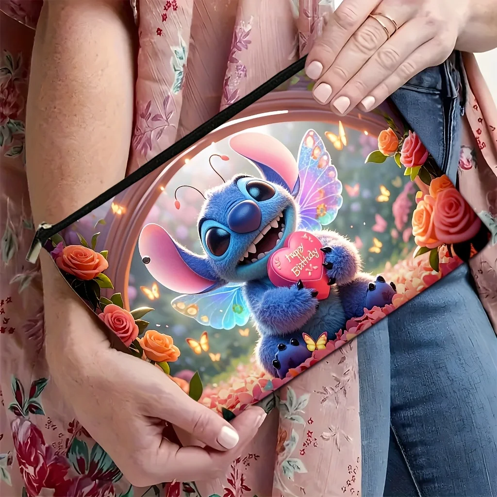 1피스 스티치 매직 페어리 하트 메이크업 백 - 요정 날개와 하트 모양 패턴, 보석 보관 가방, 완벽한 여행용 지퍼 파우치 - 재미있는 생일 선물