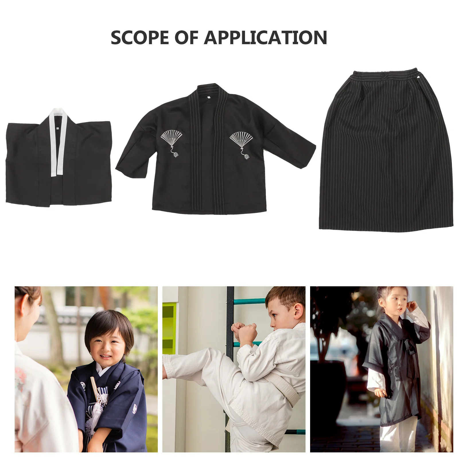 

1 Set Costume For Boys Traditional Style Clothes Cosplay Party Wear Comfortable Breathable Kimono For Boys