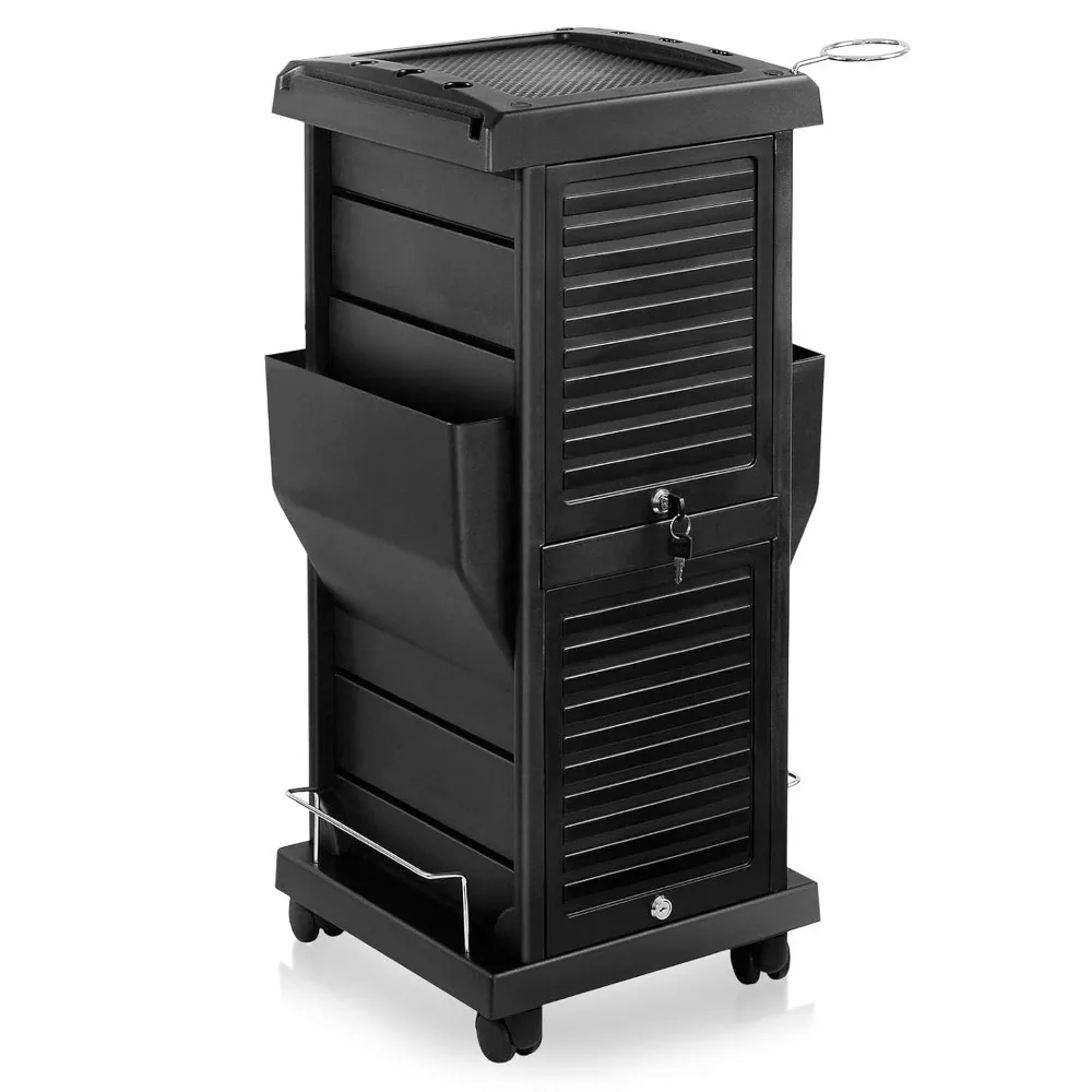 

Premium Locking Rolling Trolley Cart with Pockets - Black, Customized