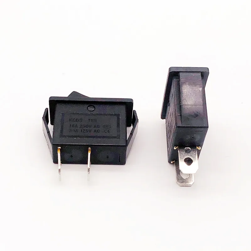 1pcs KCD3 Rocker Switch, 2 Position, ON-OFF, 2 Pin,  16A 250VAC/20A 125VAC, Copper Feet/Silver Contacts, NO LED