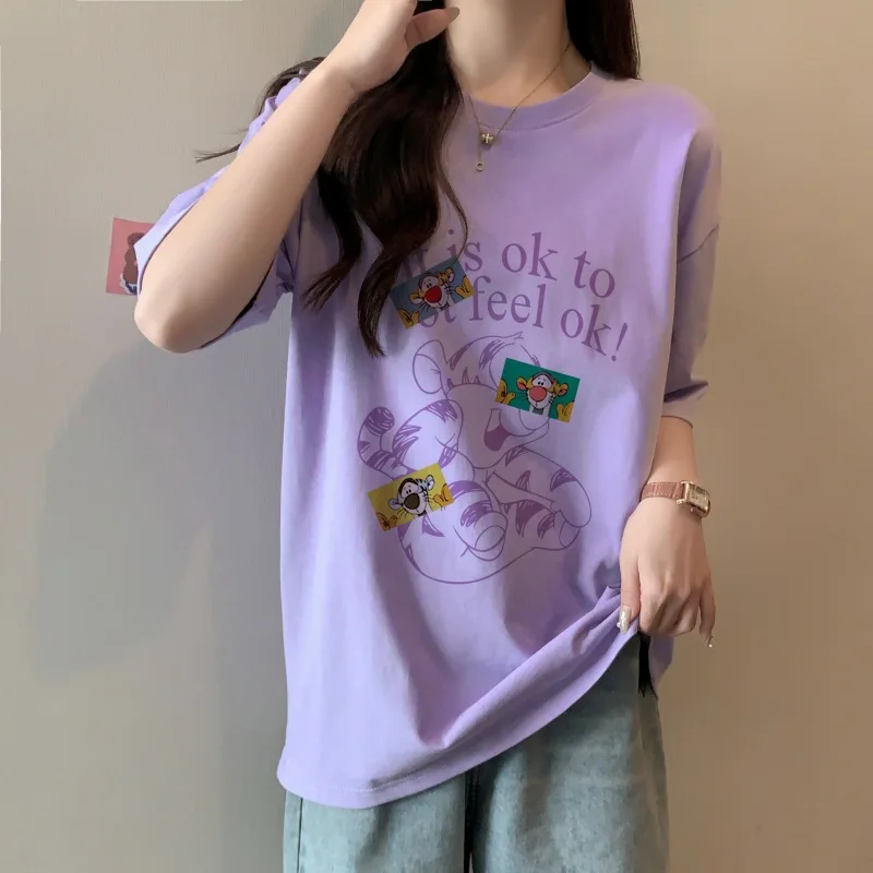 

Женская футболка большого размера в американском стиле ретро с тигром, летняя женская футболка в стиле Харадзюку, топ с короткими рукавами, уличная одежда, camisetas, манга corta