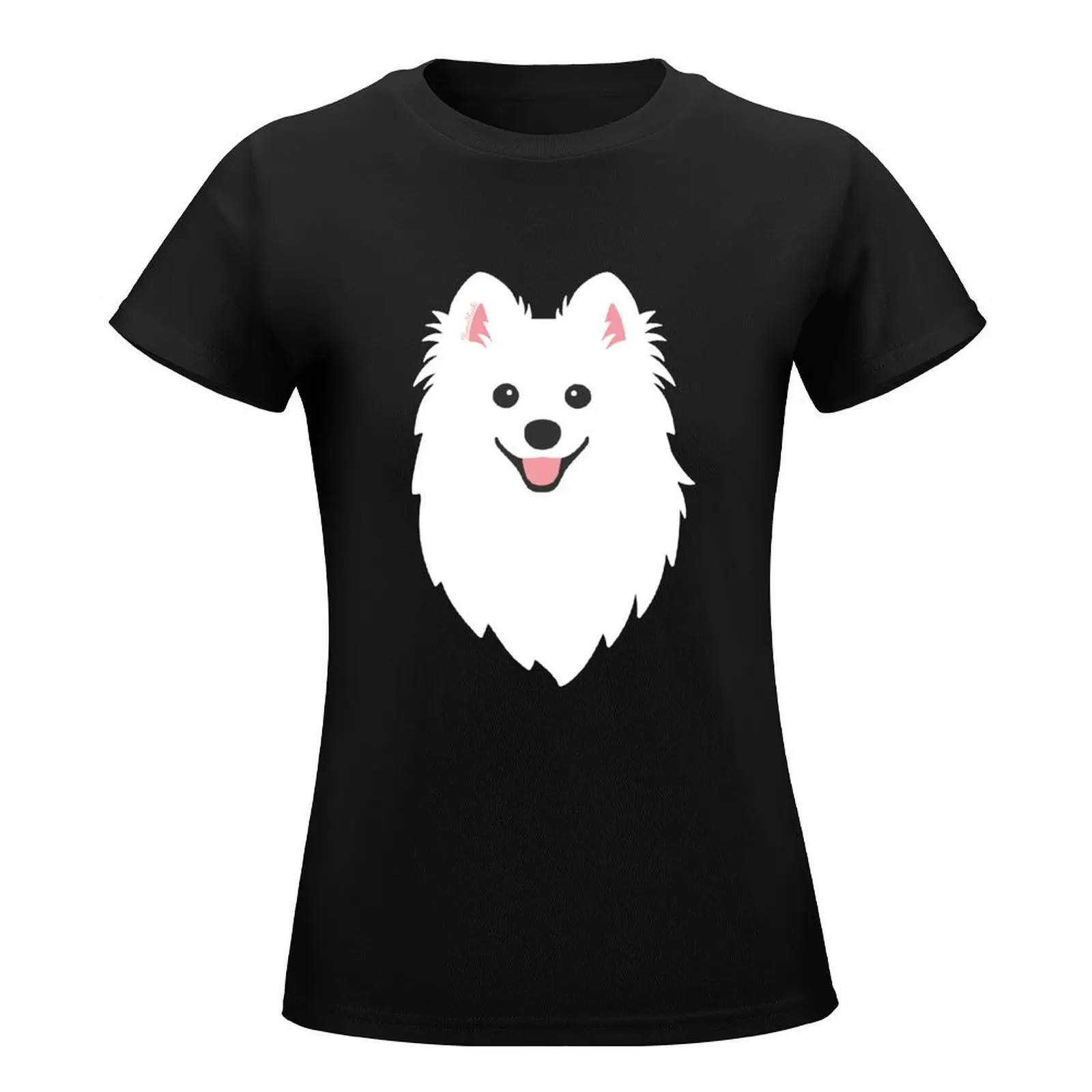 Happy Japanese Spitz Dog - Aqua T-Shirt female animal print shirt for girls korean fashion funny clothes for woman