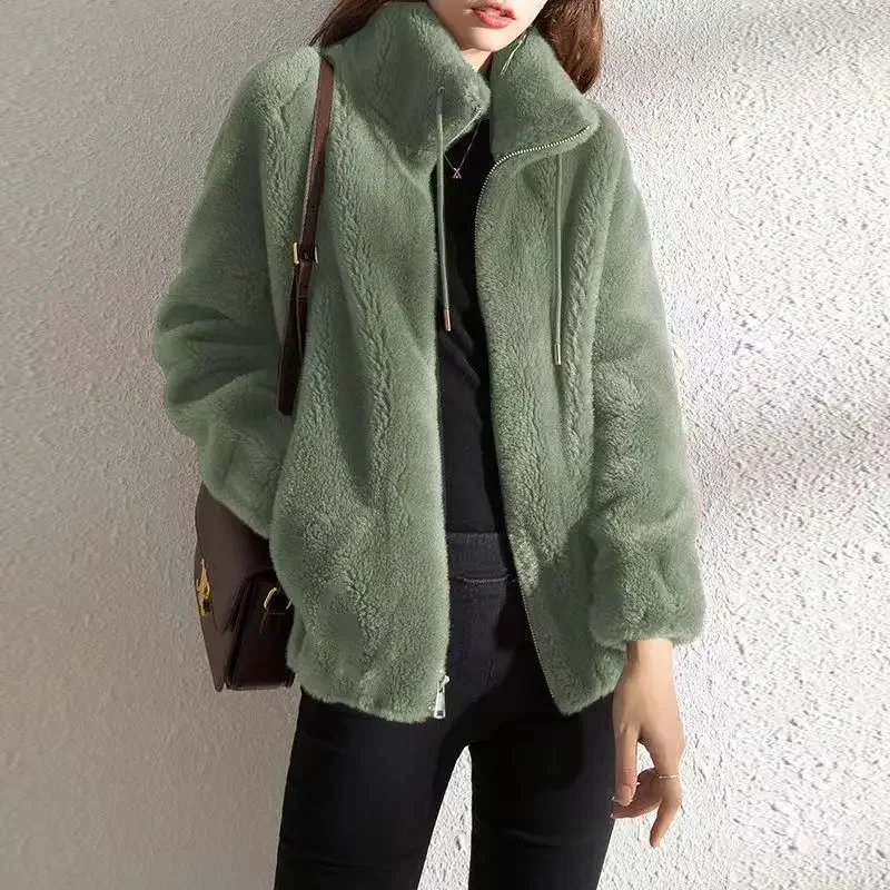 Loose Women's Jackets Fleeced Female Coat High Collar New in Outerwears Great Korean Reviews Clothes Youthful Casual Luxury Sale