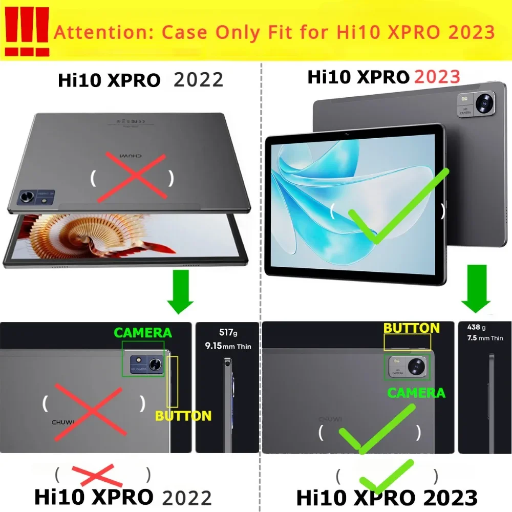 Funda inteligente para tableta Chuwi Hi10 XPro 2023, Funda de cuero Pu tipo Folio plegable de 10,1 pulgadas con carcasa protectora para despertador y apagado automático