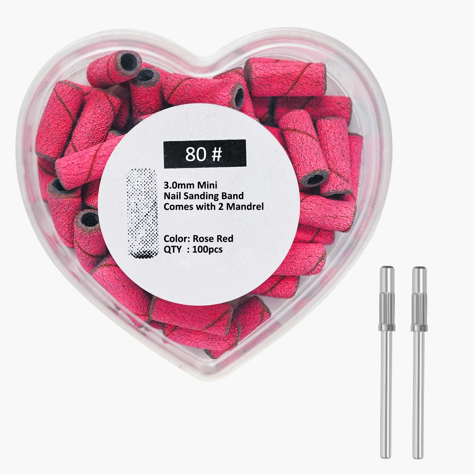 

100Pcs 3.0mm Mini Nail Sanding Bands Set with 2 Mandrel for Nail Prep Acrylic Nails Manicure Pedicure NAD120
