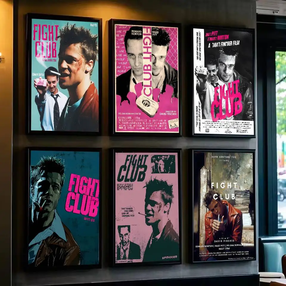 Film F-Fight Club Poster Selbstklebende Kunst Wasserdichter Papieraufkleber Kaffeehaus Bar Schlafsaal Wanddekoration