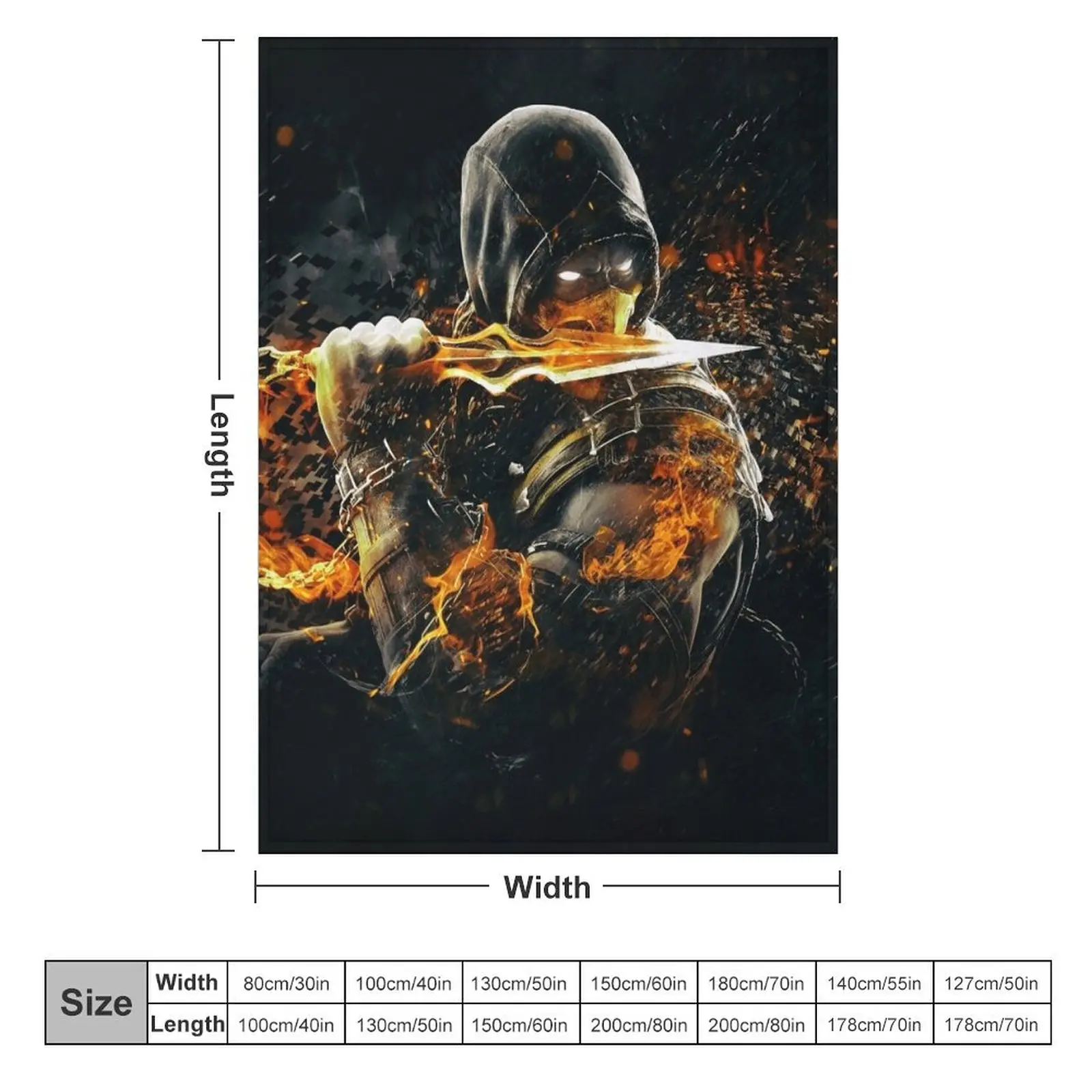 Mortal Kombat X Scorpion on Fire Throw Blanket Moving Loose Bed Fashionable Blankets