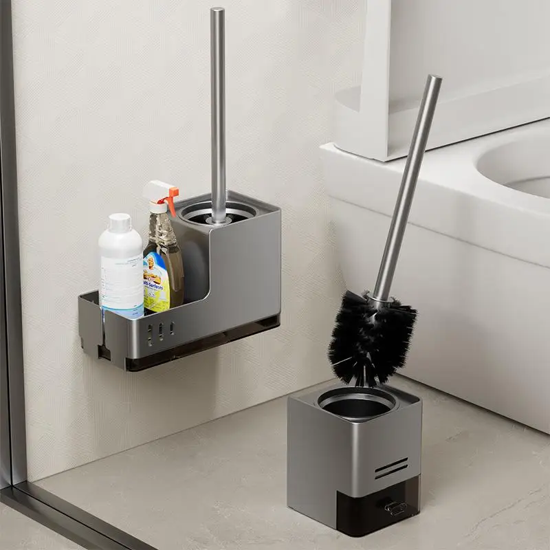 トイレブラシホルダー-浴室掃除ツール-穴あけ不要-家庭用プラスチック製トイレブラシスタンド-あらゆる角度に届く