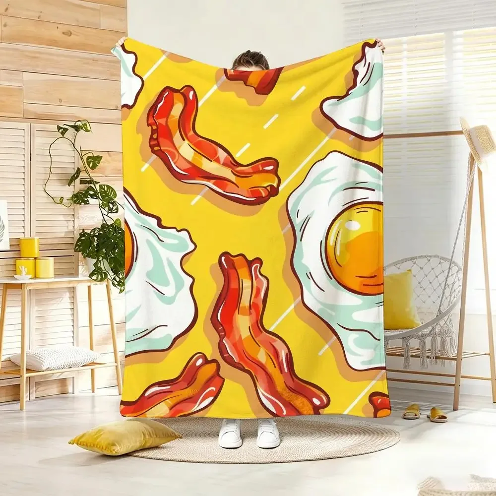Cute Cartoon Food Throw Lightweight  Flannel Blanket Soft Skin-friendly for Summer Cooling
