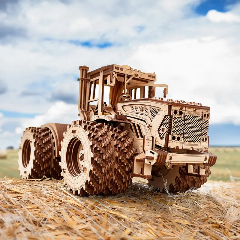 Heavy Duty Farm Tractor Wooden Puzzle Model DIY Assembly 3D Wood Building Kit Agricultural Machinery Toy Gift