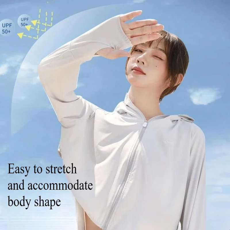 

Summer Drying Women's Breathable New Summer Cycling Suit Hooded Short Cover Jacket Cycling Sun Protection Suit Thin Ice Silk