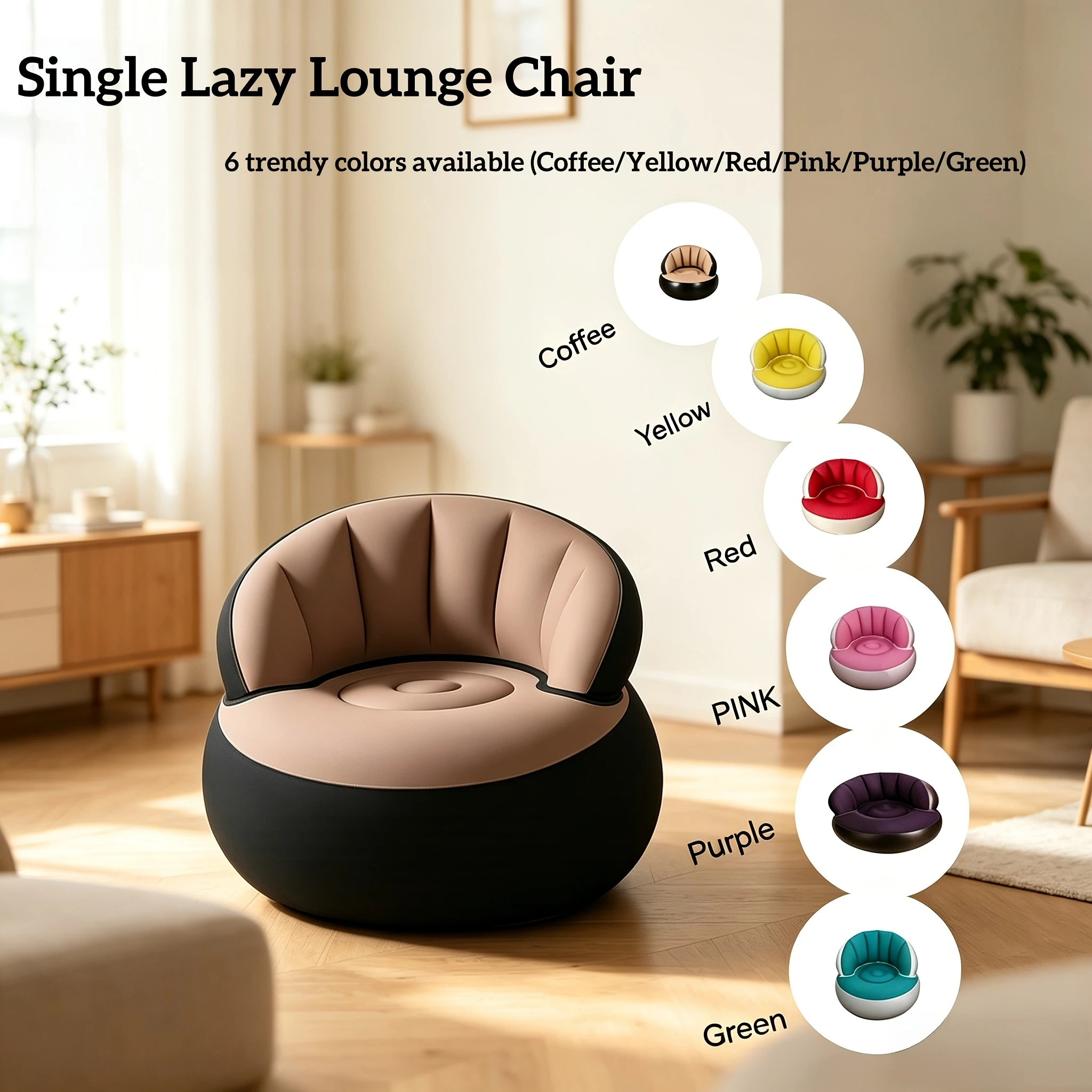 1PCS Inflatable Lazy Sofa Foldable Air Cushion Sofa Portable Single Seat Backrest and Armrest Suitable for Indoor/Outdoor Use