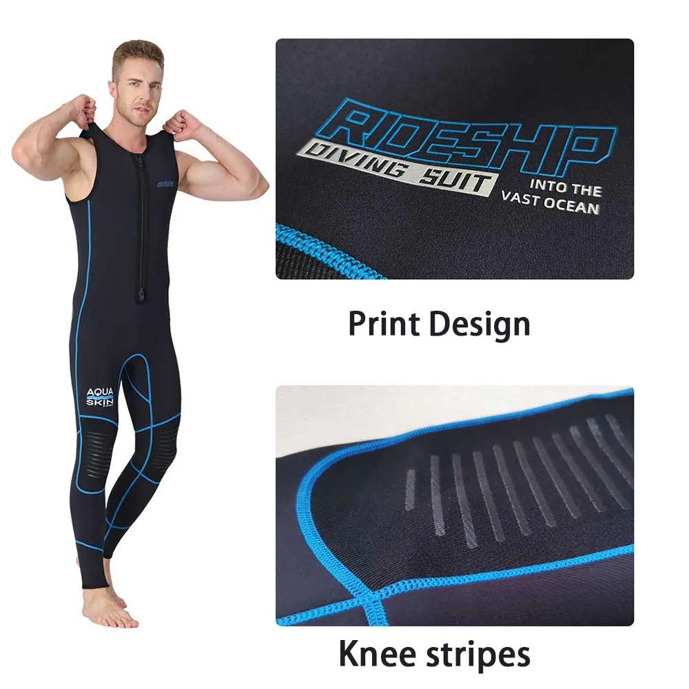 3mm Neoprene Sleeveless Wetsuit Mens One Piece Wetsuits Ultra Elastic Zipper Diving Suit Water Swimming Surfing Triathlon