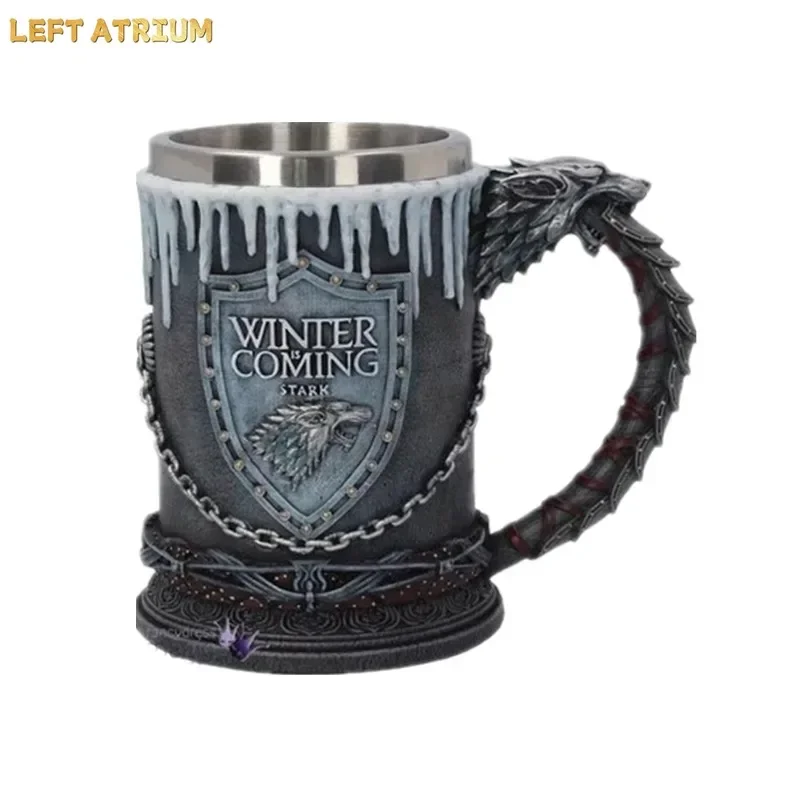 Viking Mug Vintage Coffee Cup Stainless Steel Resin Beer  A Song of Ice and Fire Wine Set 3D Gothic Goblet Whiskey Glass