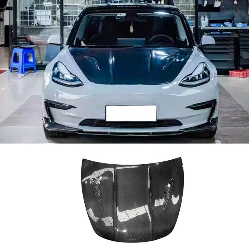 Superior Quality Carbon Fiber Aero Refit Components Model3 2017-2022 Anti-Scratch Front Hood Bonnet Cover Exterior Styling Parts